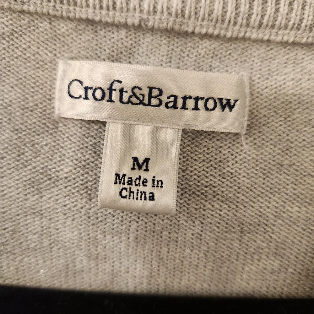 Croft And Barrow Silver Sparkle Gray Cardigan Sweater Medium - Picture 5 of 9
